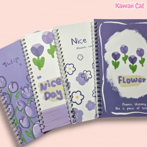 Caiet spiral A5 Purple Flowers