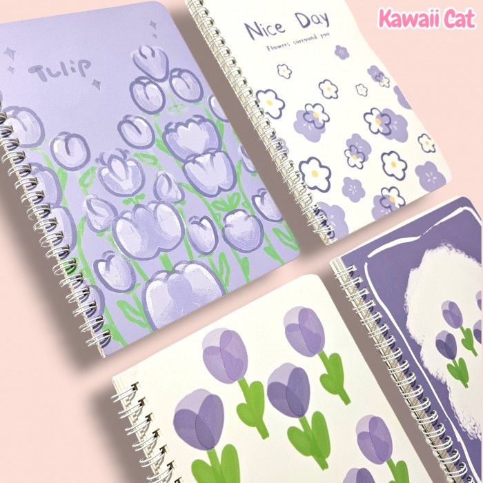 Caiet spiral A5 Purple Flowers